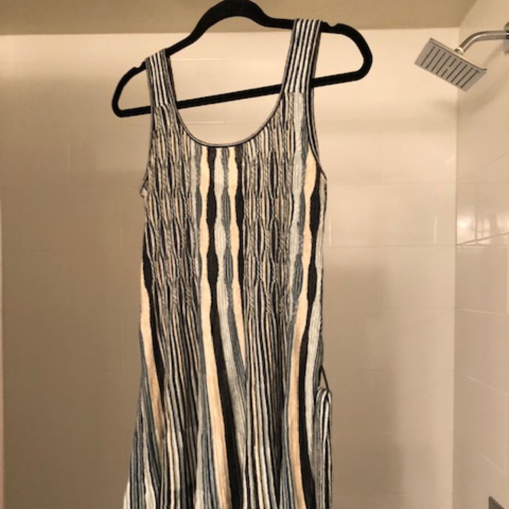 Hugo Boss sporty sheer knit dress in pastel strips